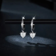 Sparkling 1 carat moissanite sterling silver heart earrings with CZ drops