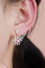1 Carat Moissanite 925 Sterling Silver Snowflake Star Earring with Pink Gem