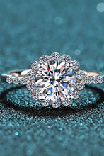 1 Carat Moissanite Rhodium-Plated Halo Ring Rings