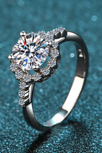 1 Carat Moissanite Rhodium-Plated Halo Ring Rings