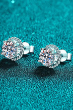 1 Carat Moissanite Rhodium-Plated Round Stud Earrings in Sterling Silver
