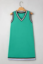 Color Contrast Trim V Neck Shift Sleeveless Mini Dress Casual Dresses