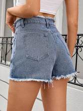 Washed Raw Hem Denim Shorts Denim Shorts