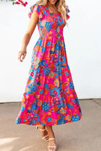 Boho Floral V Neck Ruffle Tiered Dress Casual Dresses