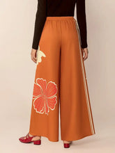 Printed Elastic Waist Wide Leg Pants Woman Pants