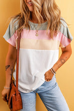 Color Block Round Neck Short Sleeve T-Shirt White
