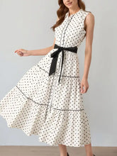 Polka Dot Sleeveless Midi Shirt Dress Casual Dresses