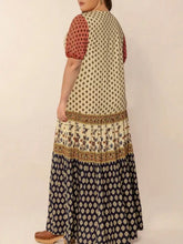 Plus Size Ruched Printed Short Sleeve Midi Dress Casual Dresses