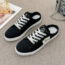Frayed Hem Lace Up Canvas Sneakers Black Woman Sneakers