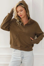Half-Zip Long Sleeve Hoodie Woman Sweatshirts
