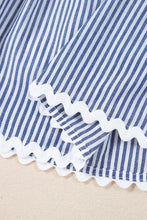 Stripe Sleeveless Notched Ric Rac Mini Dress Casual Dresses