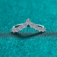 925 Sterling Silver Moissanite V Shape Ring Rings