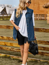 Button Down Denim Vest Woman Outerwear