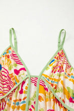 Abstract Print Spaghetti Strap Piping Detail Maxi Dress Woman Maxi Dress