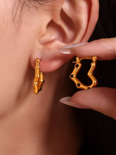 Stainless Steel Heart Earrings Gold Black One Size