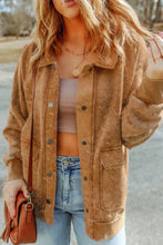 Snap Down Flap Pocket Long Sleeve Shacket Woman Outerwear