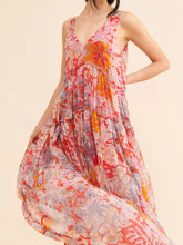 Printed V-Neck Sleeveless Dress Strawberry