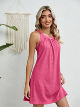 Eyelet Round Neck Sleeveless Dress Casual Dresses