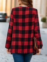 Plaid Open Front Long Sleeve Jacket Woman Outerwear