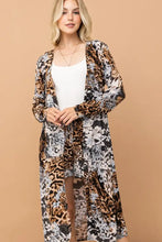 And The Why Leopard Kimono Open Front Longline Cardigan Woman Outerwear