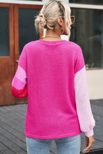 Color Block Waffle-Knit Blouse Woman Blouses