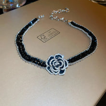 Alloy Crystal Rose Necklace Black One Size