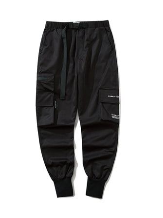 Men's Plus Size Casual Cargo Joggers with Elastic Cuffs Black