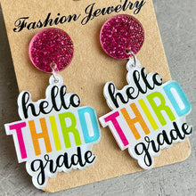 HELLO SECOND GRADE Acrylic Dangle Earrings Style C One Size