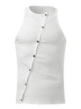 Men's Full Size Cutout Round Neck Tank Plus Size White