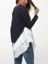 Ivy Lane Tiered Contrast Round Neck Long Sleeve T-Shirt