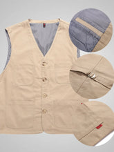 Men's Plus Size Button Up Vest Tan