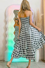 BiBi Smocked Body Off Shoulder Check Dress Casual Dresses