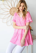 Heimish Full Size Leopard Ruffle Trim Short Sleeve Top Woman Blouses