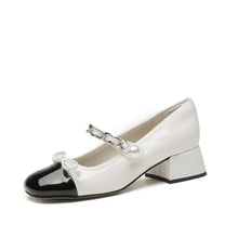 Contrast Square Toe Block Heel Mary Jane shoes woman pumps