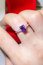 1 Carat Moissanite Platinum-Plated Rectangle Ring in Purple Purple Rings