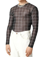 Men's Full Size Plaid Round Neck Long Sleeve Top Plus Size Mens Tops