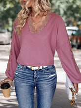 Perfee Lace Detail V-Neck Top Moonlit Mauve Woman Blouses