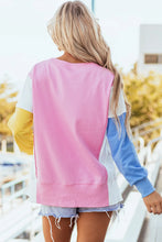 Slit Contrast Round Neck Long Sleeve Sweatshirt Woman Sweatshirts