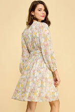 Lime 'N' Chili Chiffon Floral Print Belted Dress with Back Zipper Casual Dresses