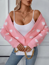 Heart V-Neck Button Up Long Sleeve Cardigan Woman Outerwear