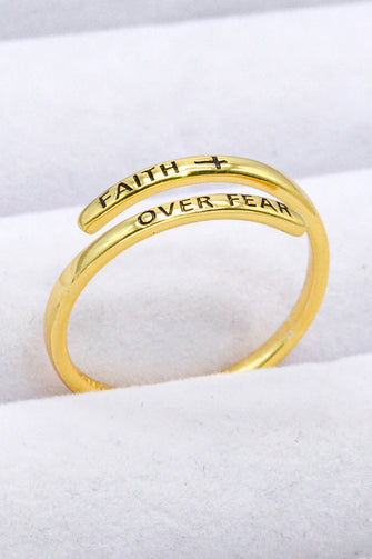 FAITH OVER FEAR Bypass Ring Gold One Size