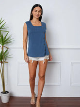 Square Neck Decorative Button Tank Tanks & Camis