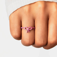 925 Sterling Silver Inlaid Zircon Bow Ring Rose Gold Rings