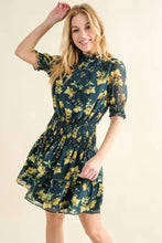 And The Why Floral Print Smocked Waist Mini Dress Hunter Green Casual Dresses