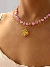 2-Piece 18K Gold-Plated Heart Beads and Sun Pendant Necklace