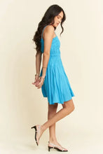 Davi & Dani Smocking Bodice Sleeveless Button Down Mini Dress Woman Casual Dress