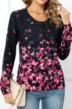Woven Right Floral Button Front Round Neck Cardigan Black