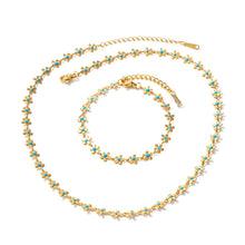 18K Gold-Plated Resin Beaded Necklace and Bracelet Jewelry Set