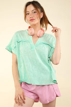 VERY J Nochted Short Sleeve Washed T-Shirt Green