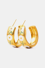 Stainless Steel 18K Gold Plated Ring Shape C-Hoop Earrings White One Size